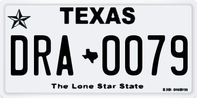 TX license plate DRA0079
