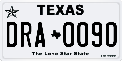 TX license plate DRA0090