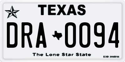 TX license plate DRA0094