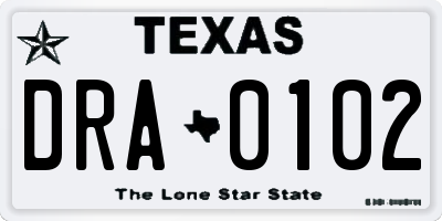 TX license plate DRA0102