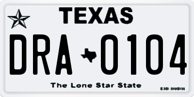 TX license plate DRA0104