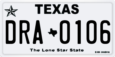 TX license plate DRA0106