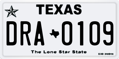 TX license plate DRA0109