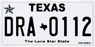 TX license plate DRA0112