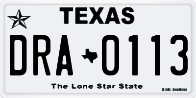 TX license plate DRA0113