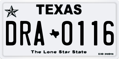 TX license plate DRA0116