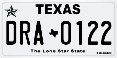 TX license plate DRA0122