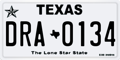 TX license plate DRA0134