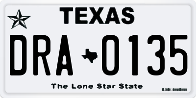 TX license plate DRA0135