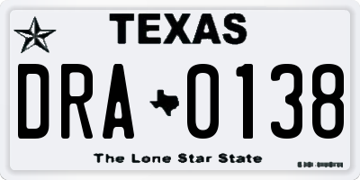 TX license plate DRA0138
