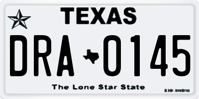 TX license plate DRA0145