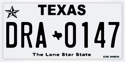 TX license plate DRA0147