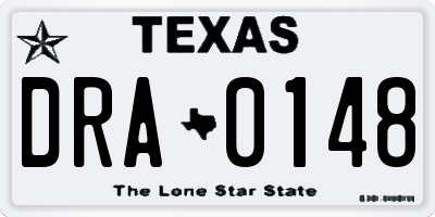 TX license plate DRA0148