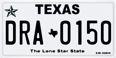 TX license plate DRA0150
