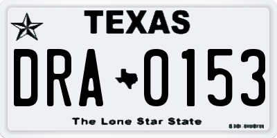 TX license plate DRA0153