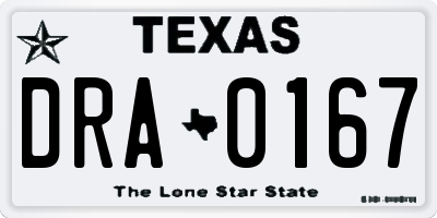 TX license plate DRA0167