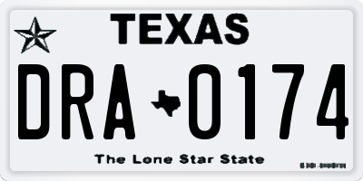 TX license plate DRA0174