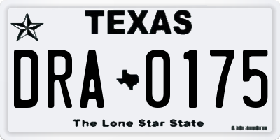 TX license plate DRA0175