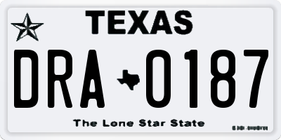 TX license plate DRA0187