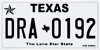 TX license plate DRA0192
