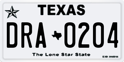 TX license plate DRA0204
