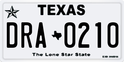 TX license plate DRA0210