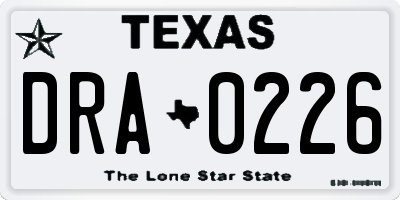 TX license plate DRA0226