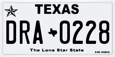 TX license plate DRA0228