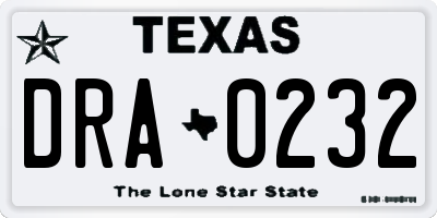 TX license plate DRA0232