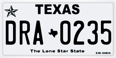 TX license plate DRA0235