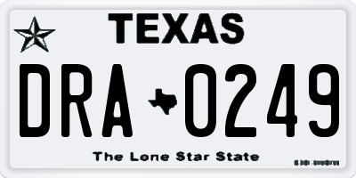 TX license plate DRA0249