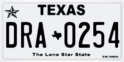 TX license plate DRA0254