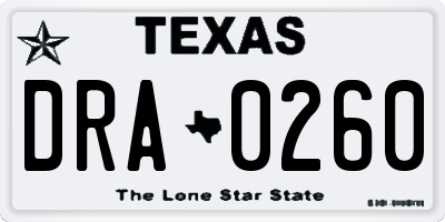 TX license plate DRA0260