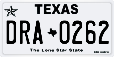 TX license plate DRA0262