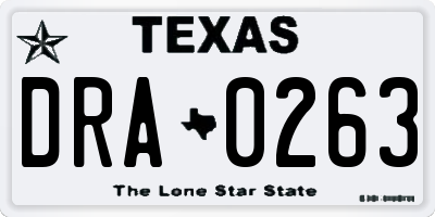 TX license plate DRA0263