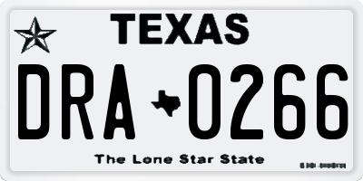 TX license plate DRA0266