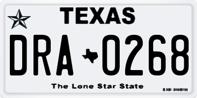 TX license plate DRA0268