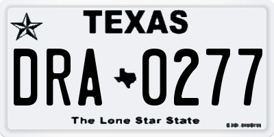 TX license plate DRA0277