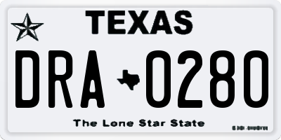 TX license plate DRA0280