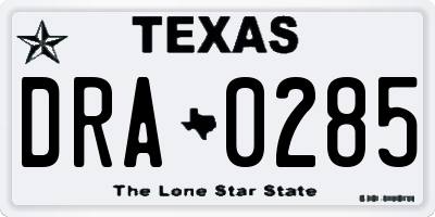 TX license plate DRA0285