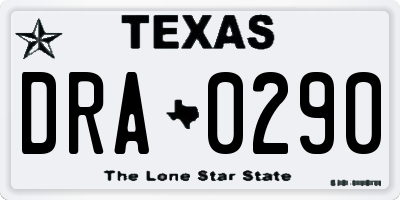 TX license plate DRA0290