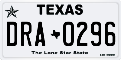TX license plate DRA0296