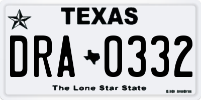 TX license plate DRA0332