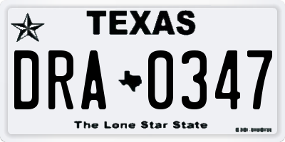 TX license plate DRA0347