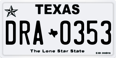 TX license plate DRA0353