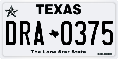 TX license plate DRA0375
