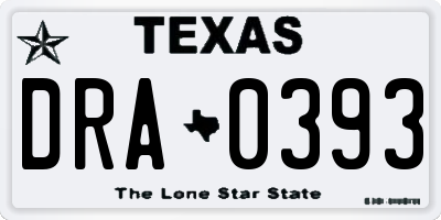 TX license plate DRA0393