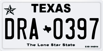 TX license plate DRA0397