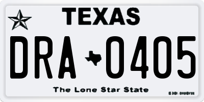 TX license plate DRA0405