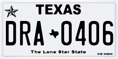 TX license plate DRA0406